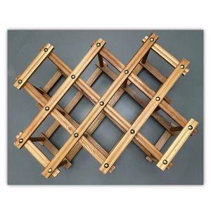 Vintage Expanding Wooden Folding Accordion Wine Rack 10 Bottle Mid Century mod.